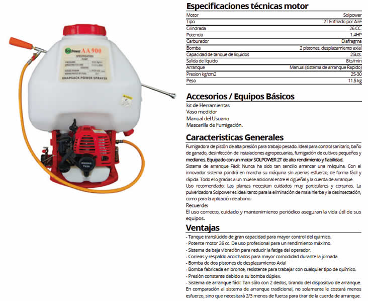 Fumigadora de Espalda Solpower WX900
