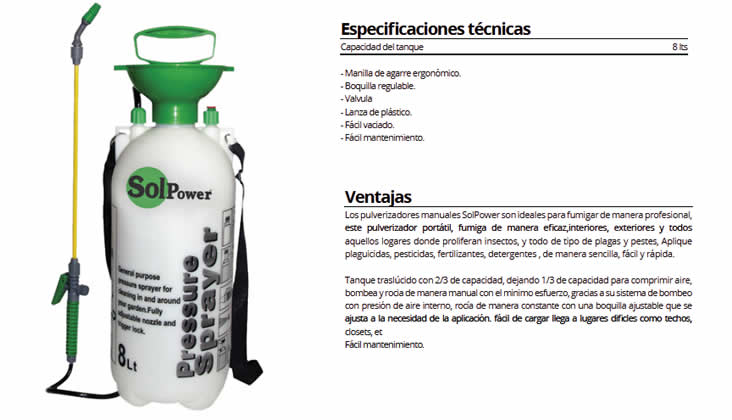 Fumigadora Manual 8 Litros SPF8S