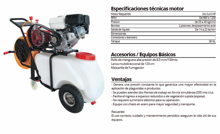 Rociador Solpower SPF168-22T 100 Mts manguera