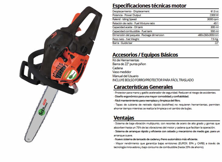 Motosierra Solpower SPM6200-11 